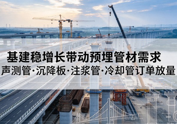 吉州基建稳增长带动预埋监测管材需求，声测管、沉降板、注浆管订单持续放量